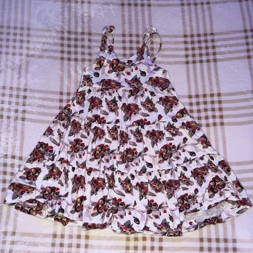 Kate Quinn Girls 4T Bamboo Viscose Tiered Floral Tie Strap Sun Dress